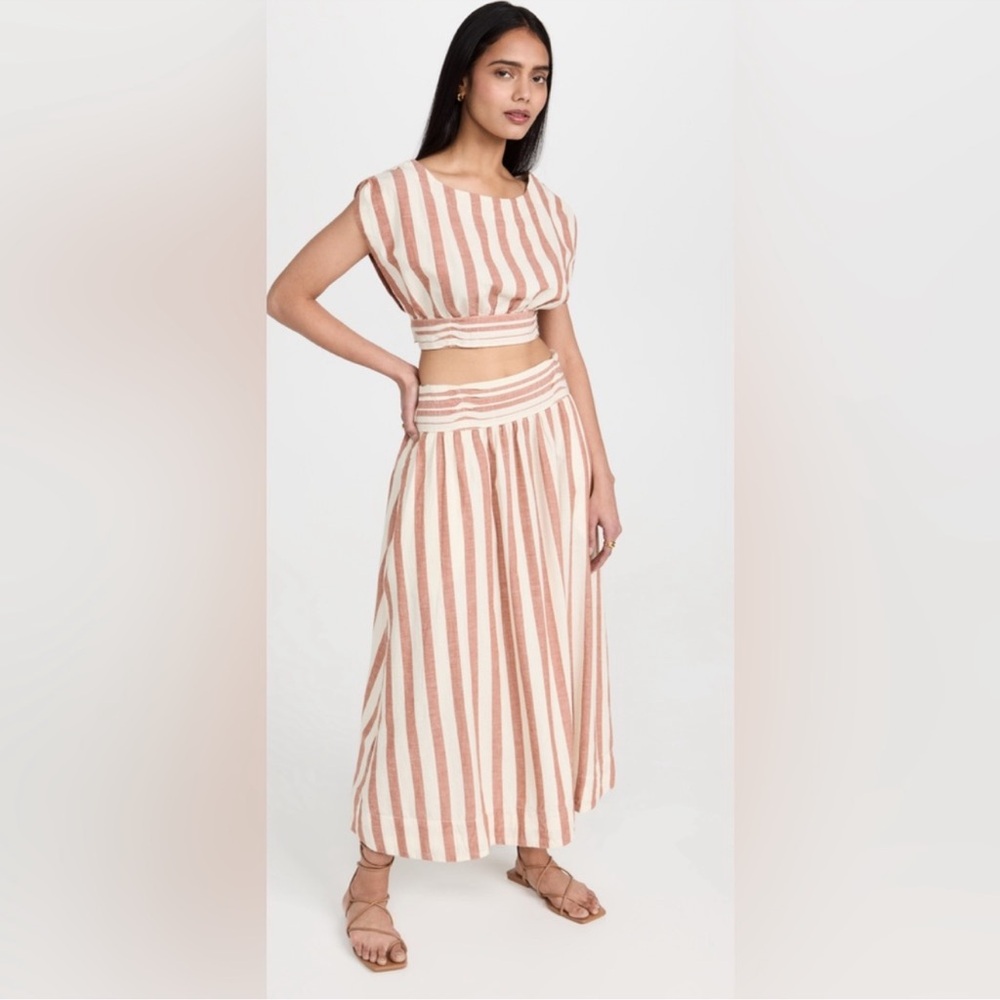 Free People Striped Maxi Skirt Set in Cream and Rust - Picture 7 of 7